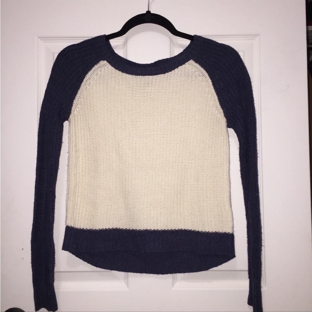 Aero Prince & Fox navy/cream shaker knit sweater sz XS